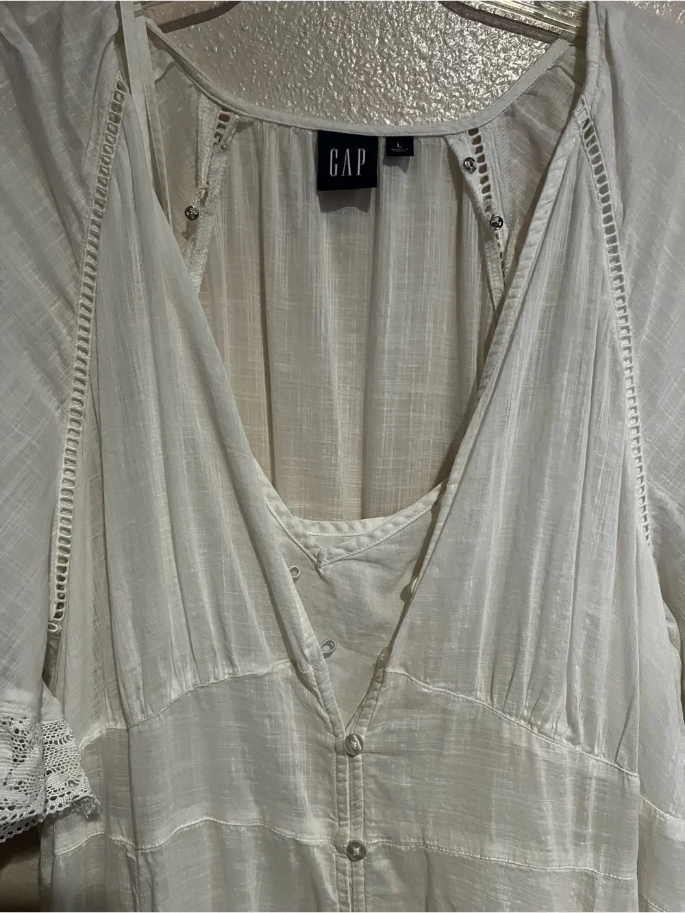 GAP white Button-Front Boho Maxi Dress - Picture 2 of 2